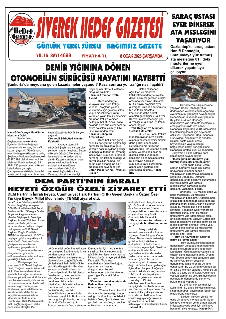 8.01.2025 Tarihli Gazetemiz 