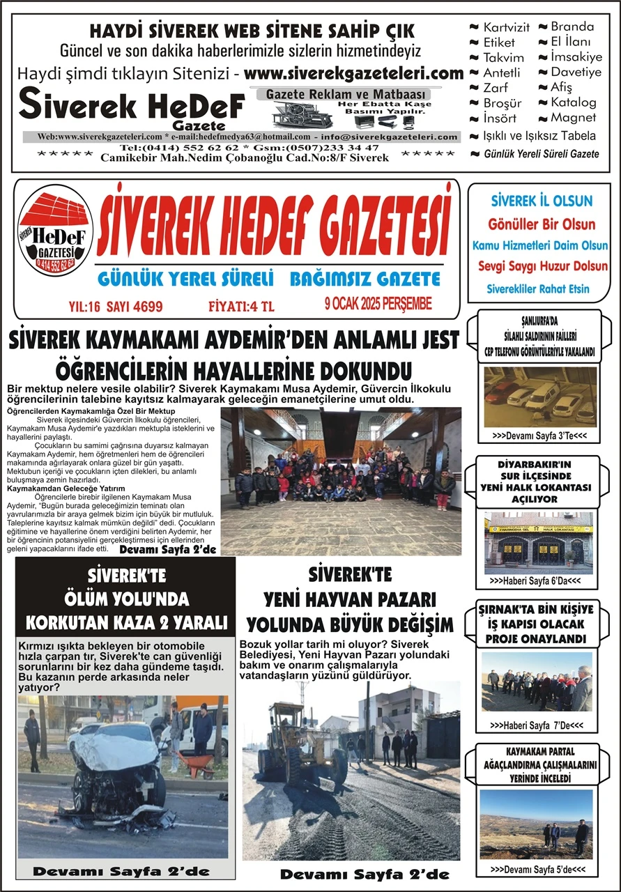 9.01.2025 Tarihli Gazetemiz 