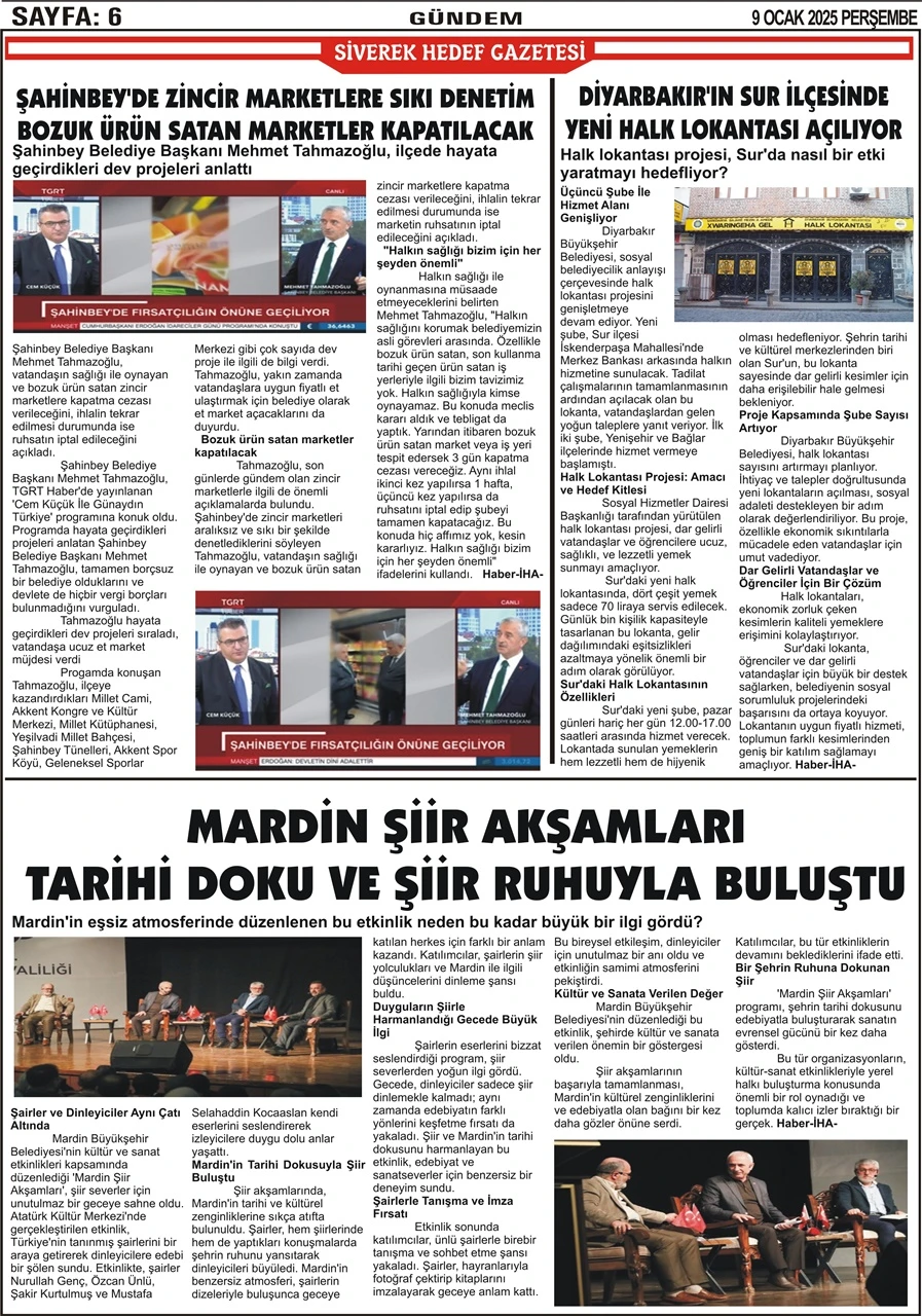 9.01.2025 Tarihli Gazetemiz 