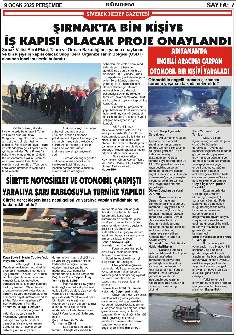 9.01.2025 Tarihli Gazetemiz 