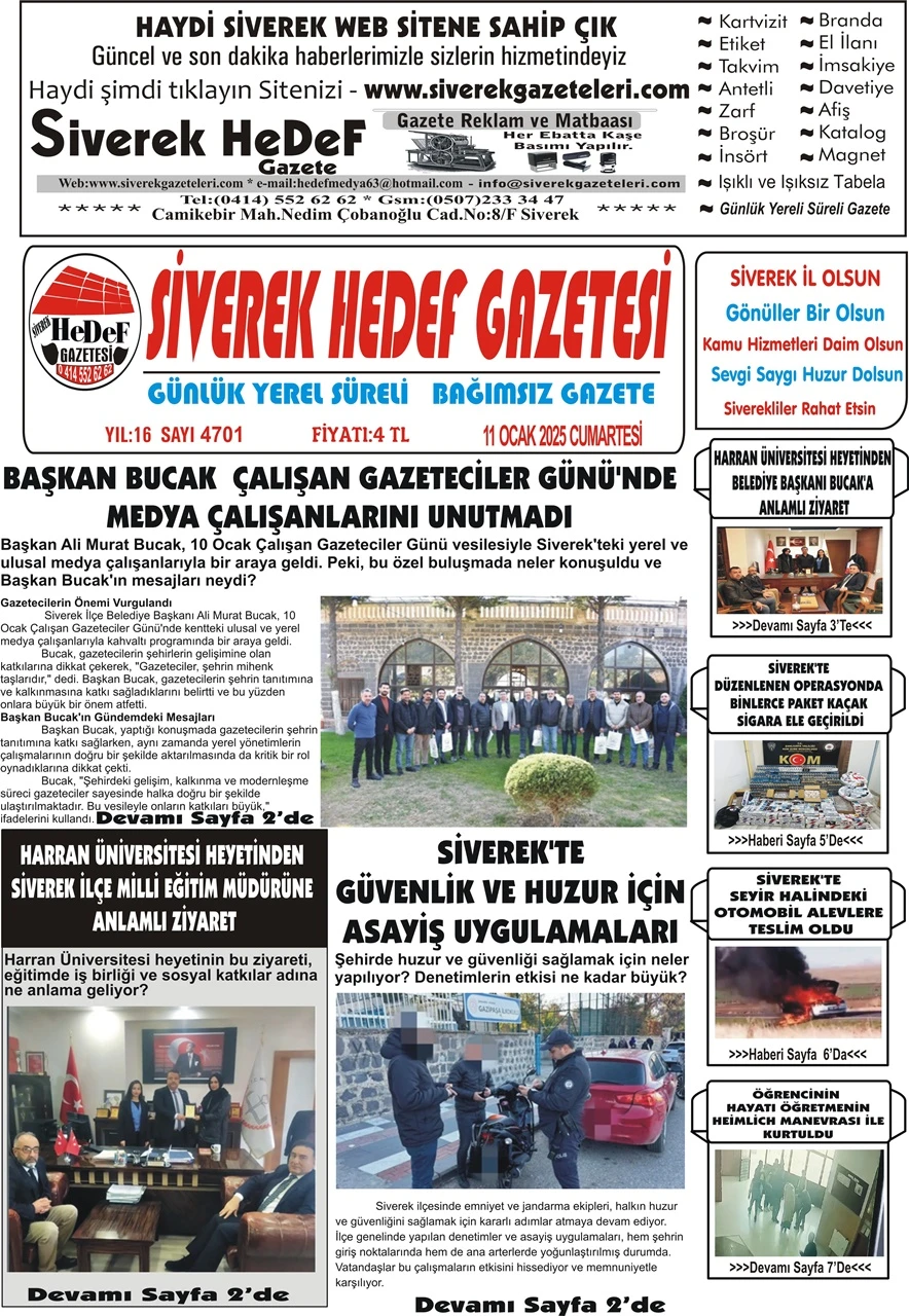 11.01.2025 Tarihli Gazetemiz