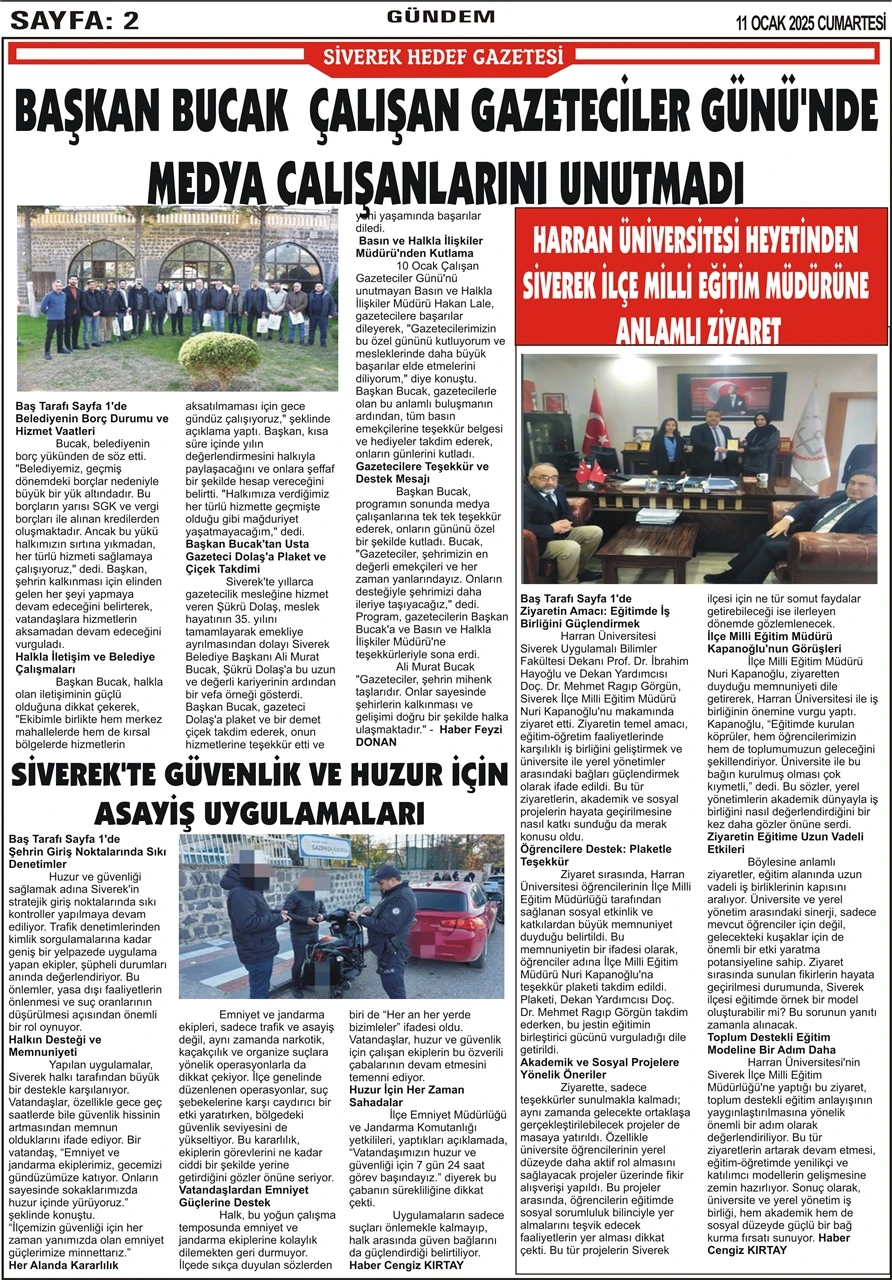 11.01.2025 Tarihli Gazetemiz