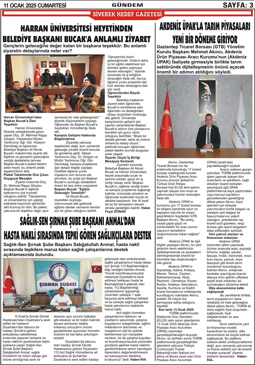 11.01.2025 Tarihli Gazetemiz