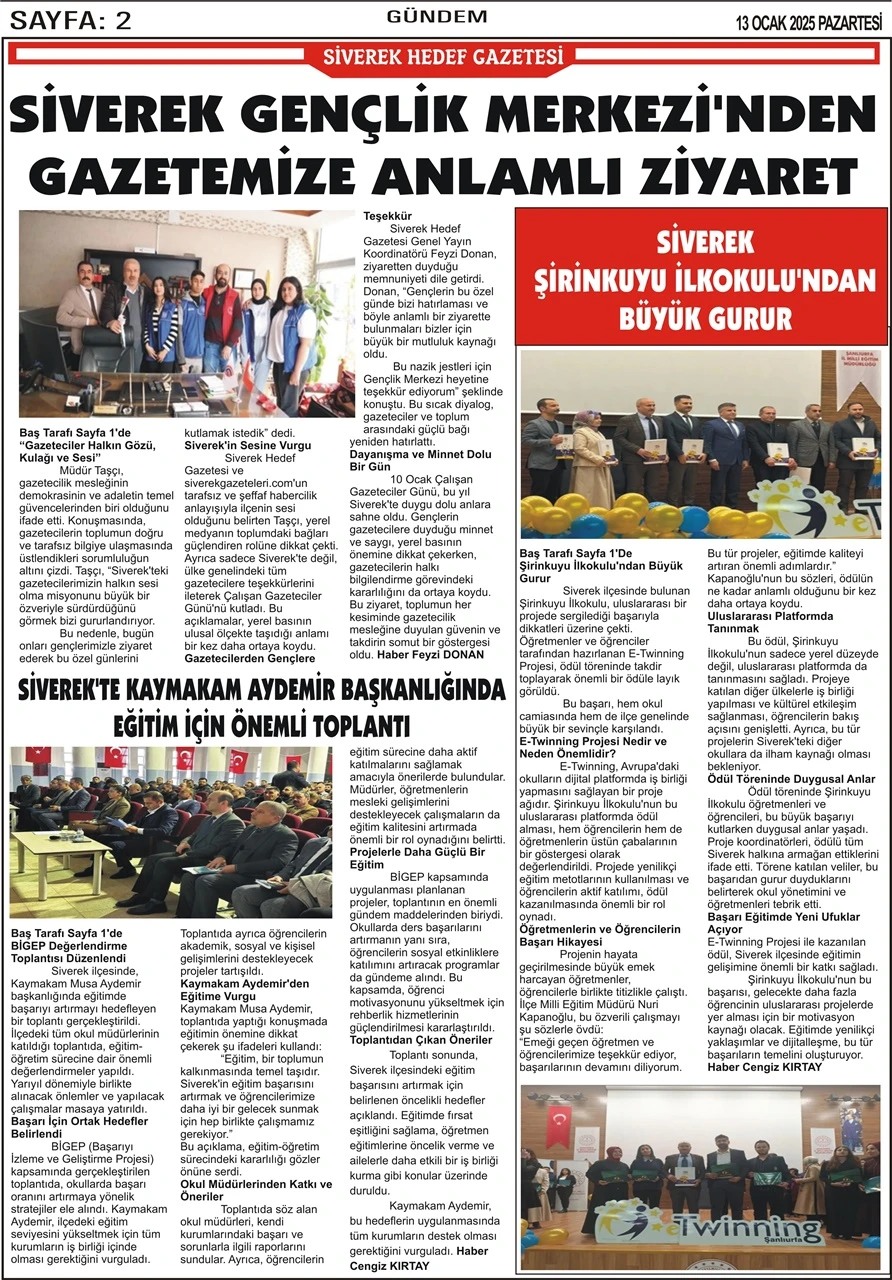 13.01.2025 Tarihli Gazetemiz 