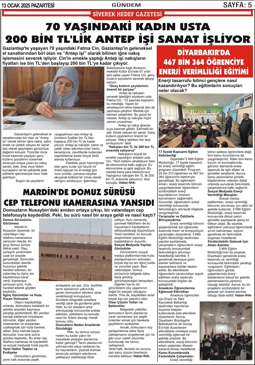 13.01.2025 Tarihli Gazetemiz 