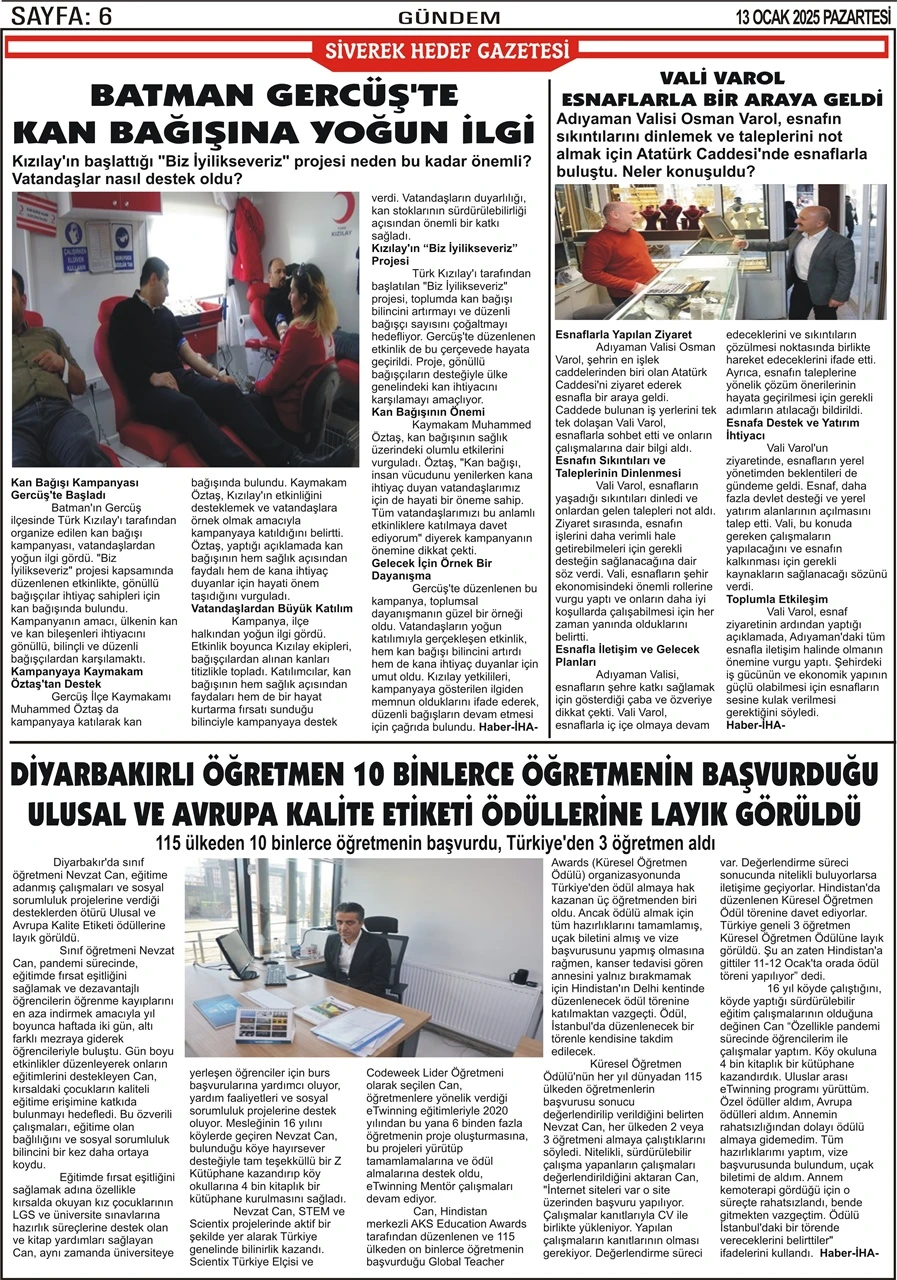 13.01.2025 Tarihli Gazetemiz 