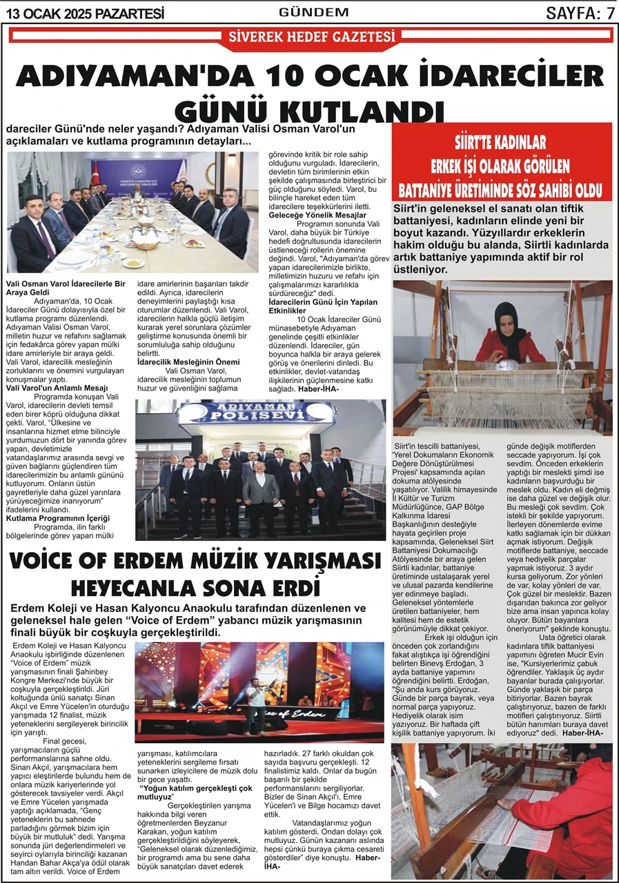 13.01.2025 Tarihli Gazetemiz 