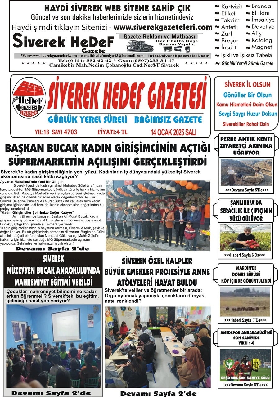 14.01.2025 Tarihli Gazetemiz