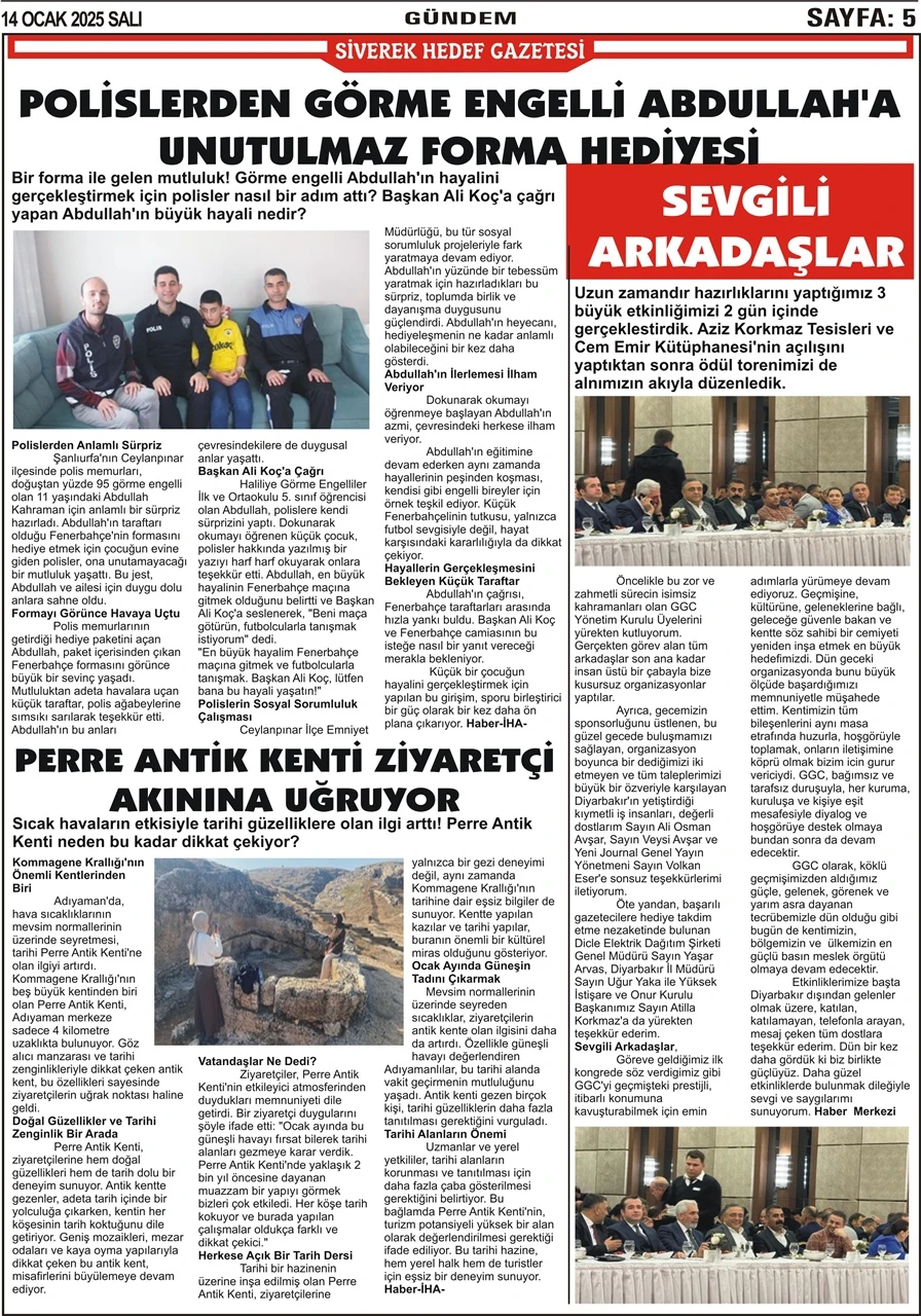 14.01.2025 Tarihli Gazetemiz