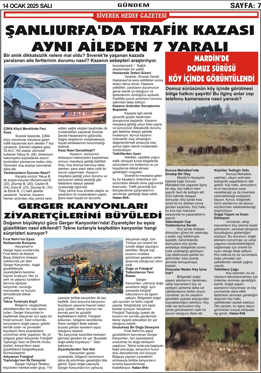 14.01.2025 Tarihli Gazetemiz