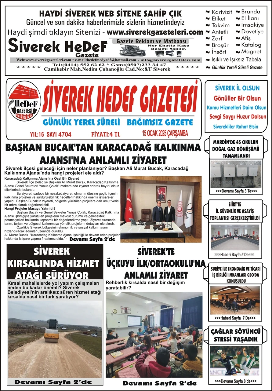 15.01.2025 Tarihli Gazetemiz