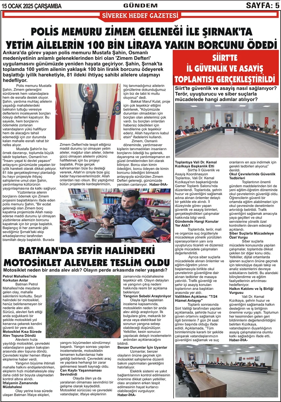 15.01.2025 Tarihli Gazetemiz