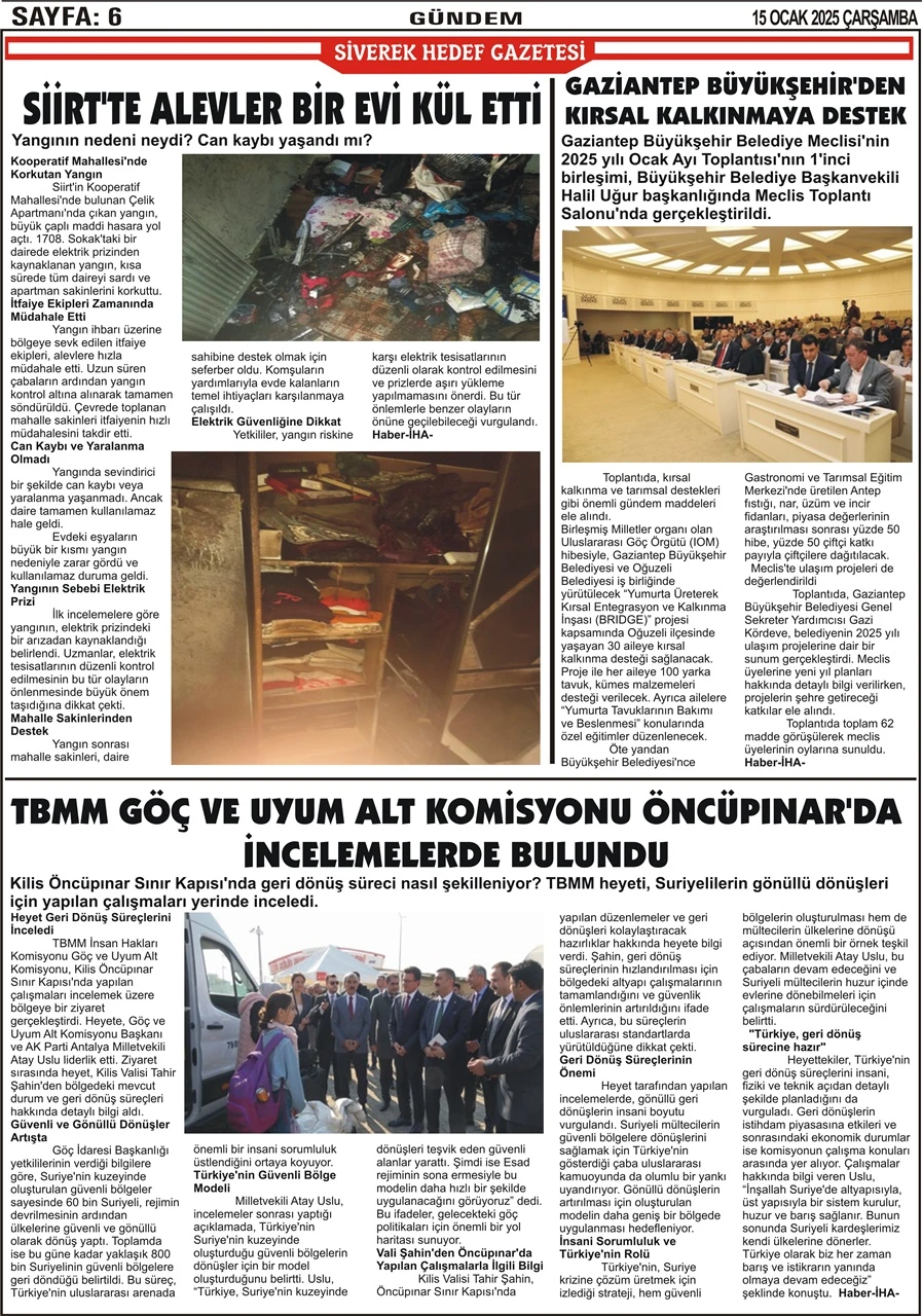 15.01.2025 Tarihli Gazetemiz