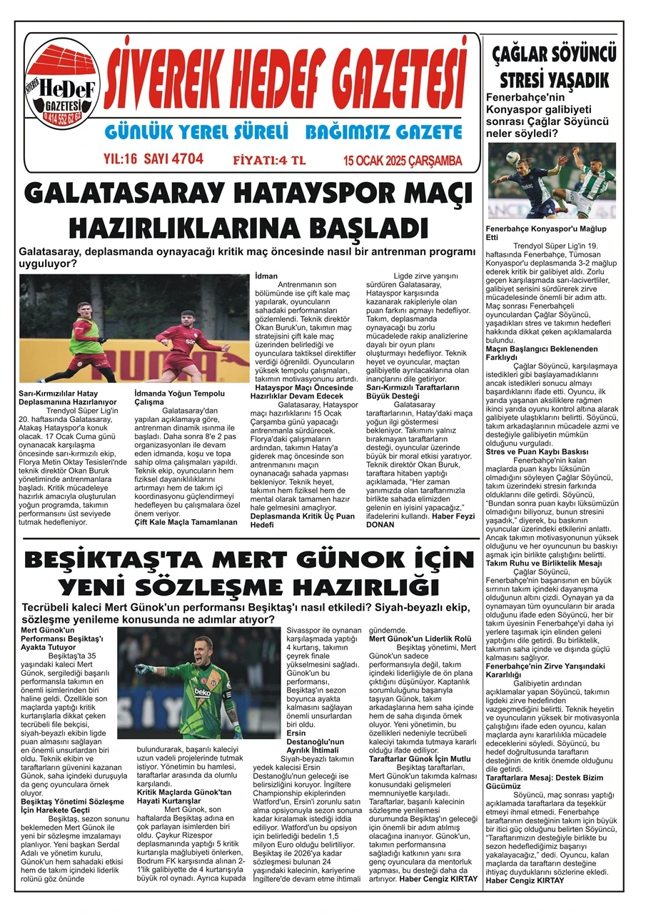 15.01.2025 Tarihli Gazetemiz