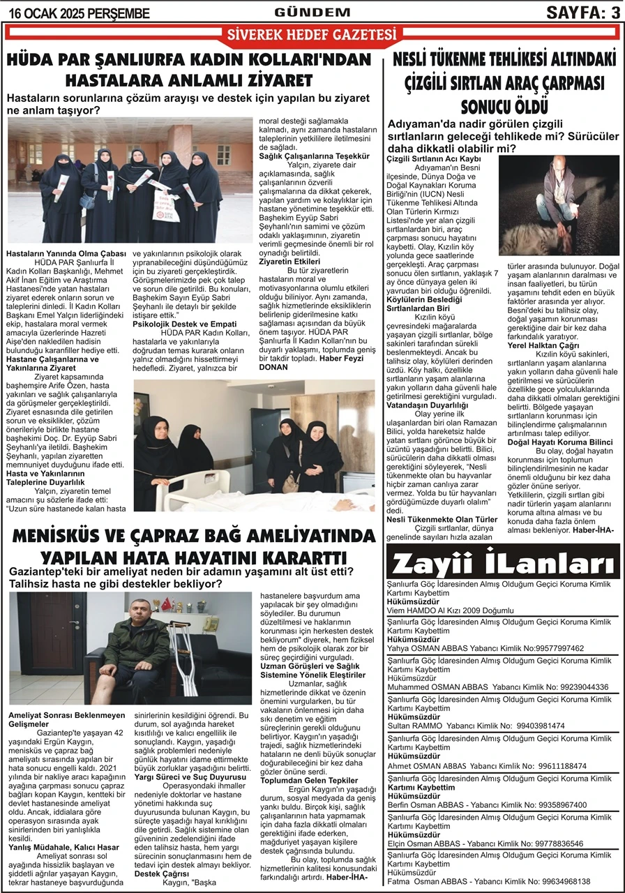 16.01.20025 Tarihli Gazetemiz 