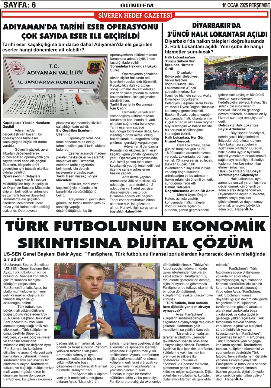 16.01.20025 Tarihli Gazetemiz 