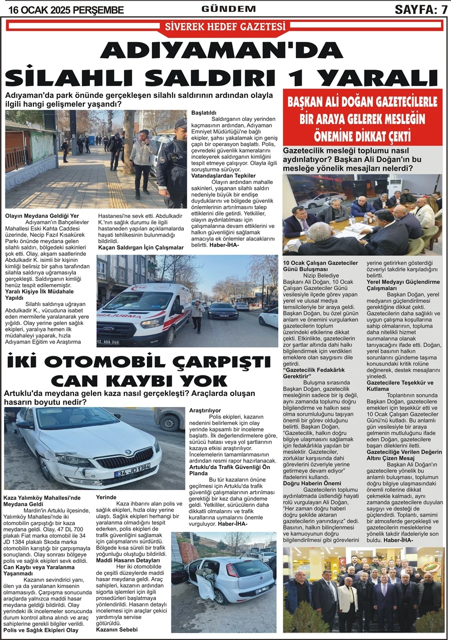 16.01.20025 Tarihli Gazetemiz 