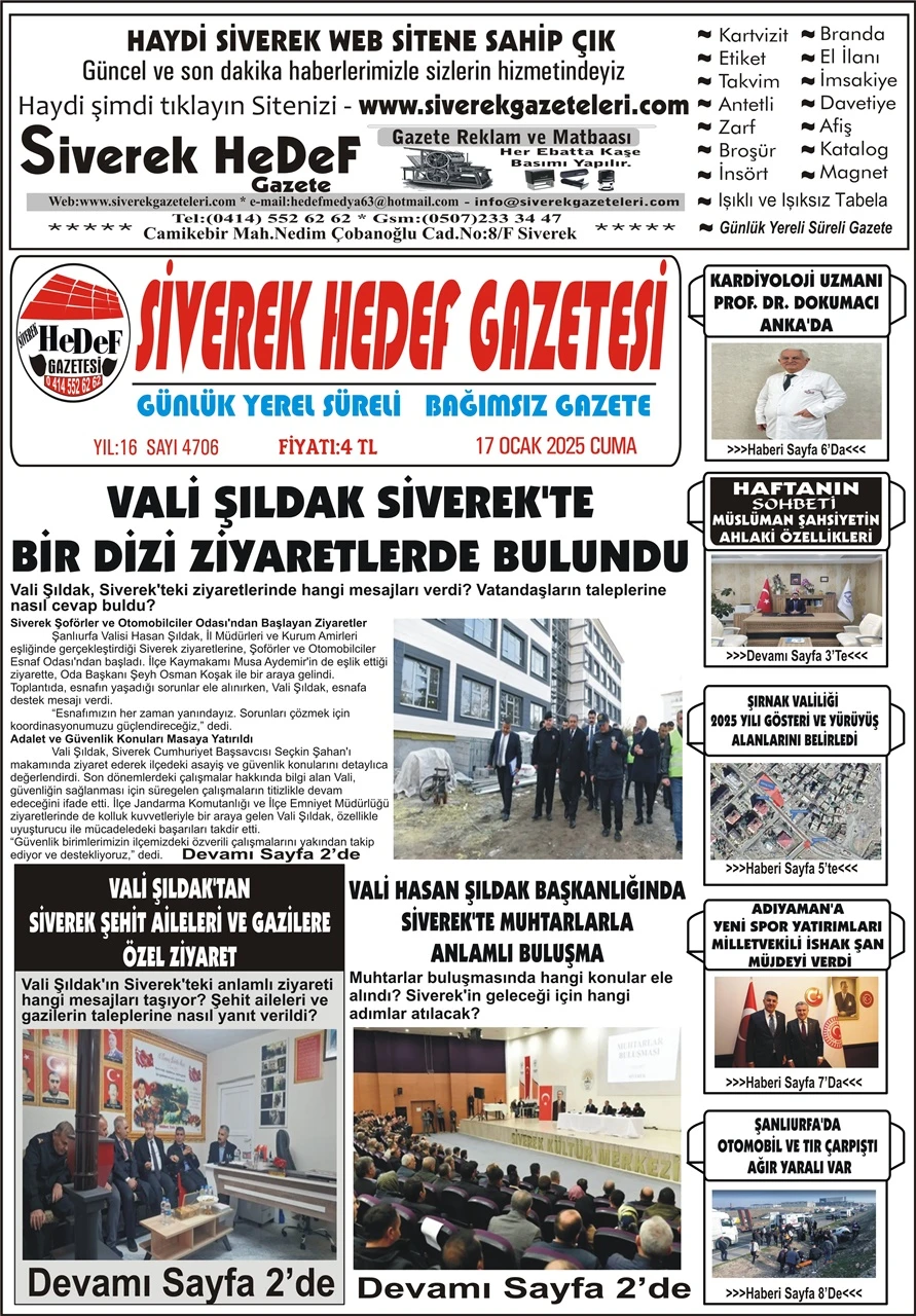 17.01.2025 Tarihli Gazetemiz