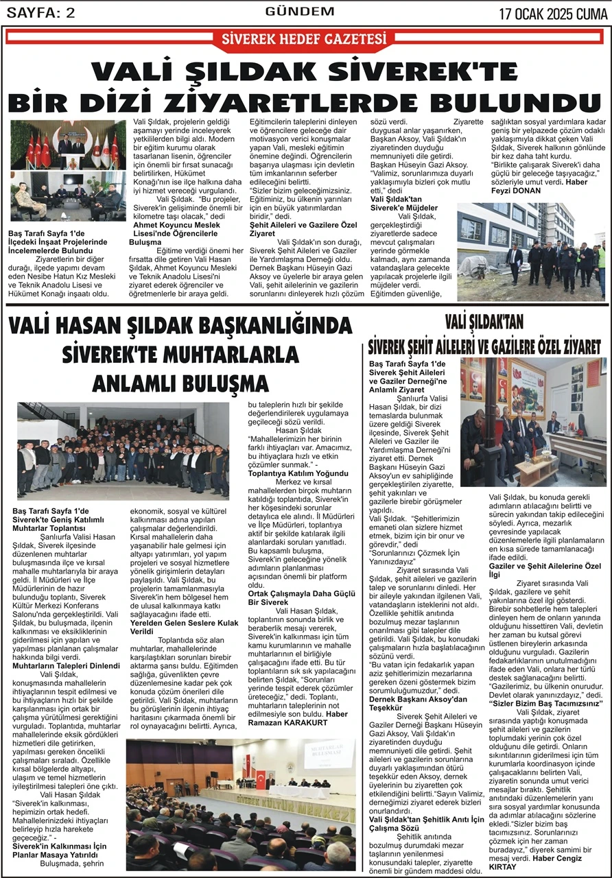 17.01.2025 Tarihli Gazetemiz