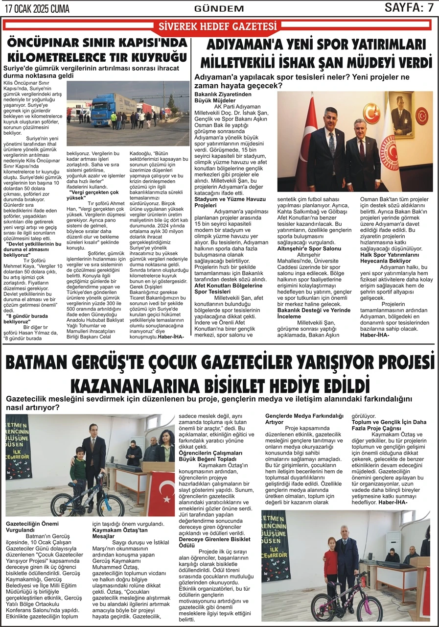 17.01.2025 Tarihli Gazetemiz