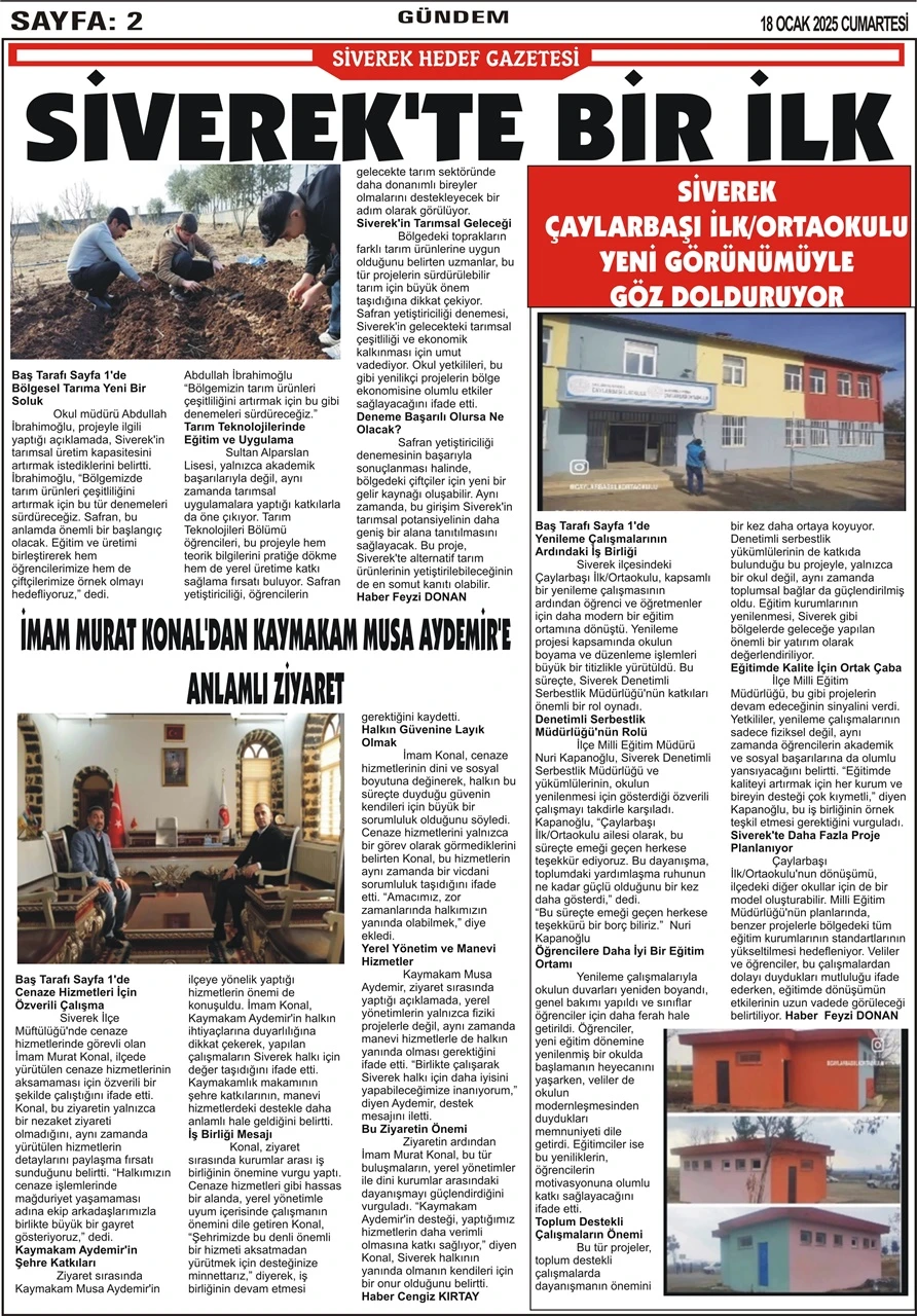 18.01.2025 Tarihli Gazetemiz