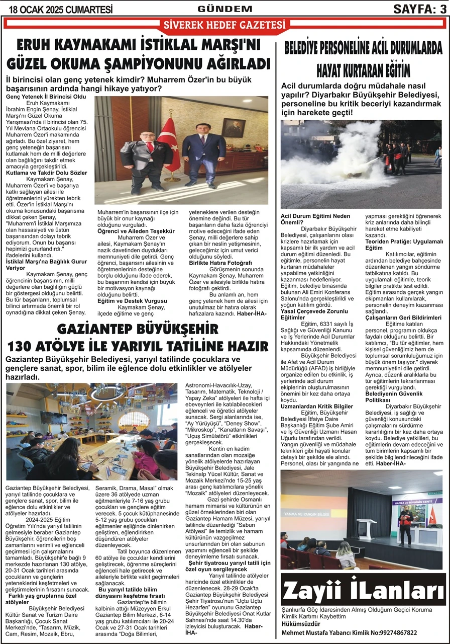 18.01.2025 Tarihli Gazetemiz