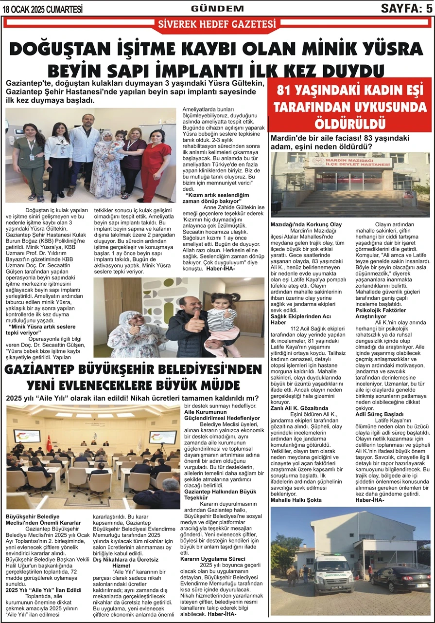 18.01.2025 Tarihli Gazetemiz