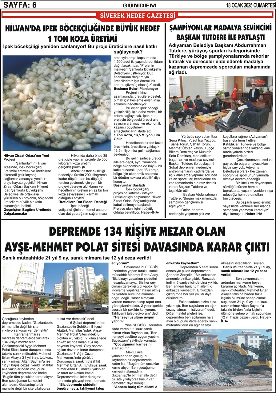 18.01.2025 Tarihli Gazetemiz