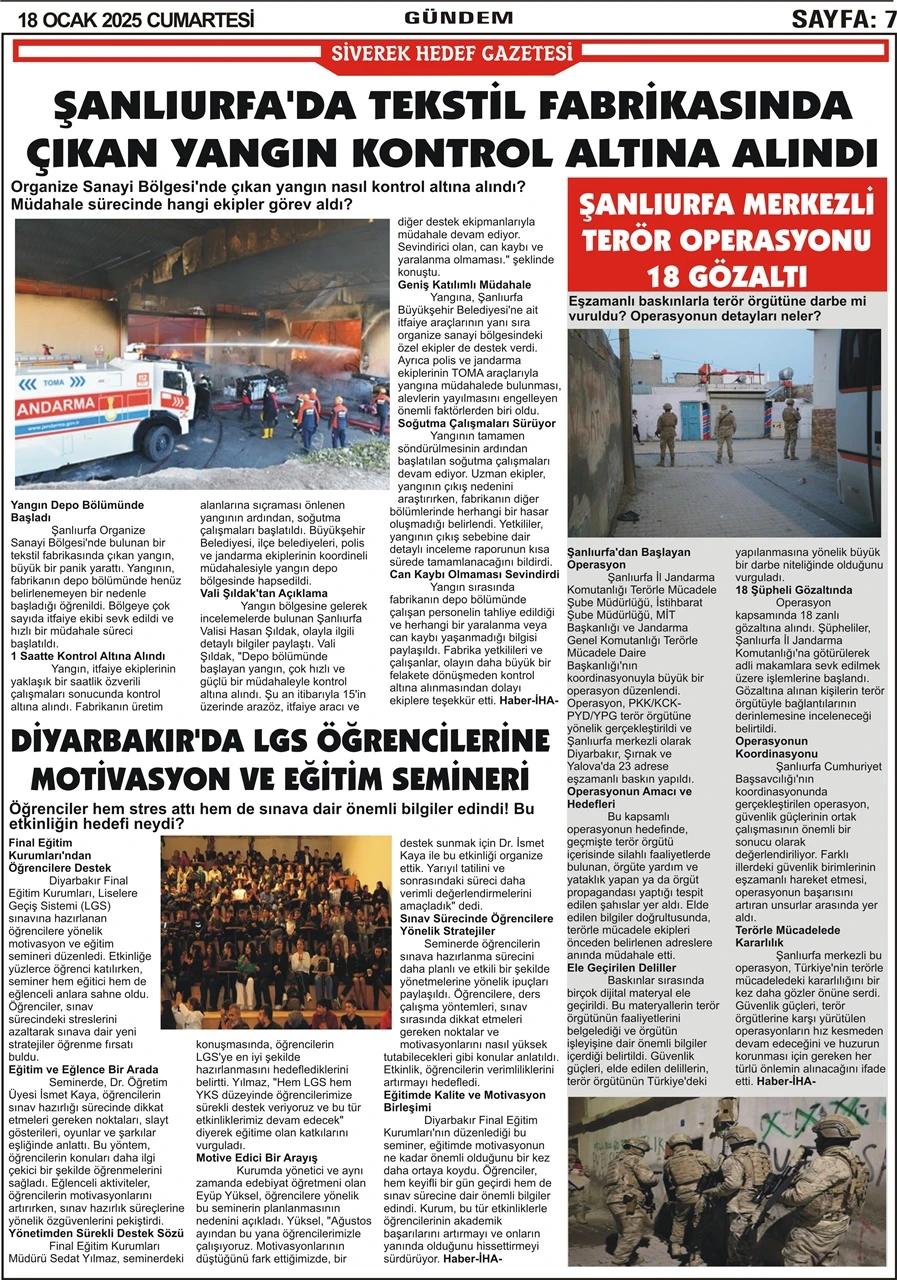 18.01.2025 Tarihli Gazetemiz