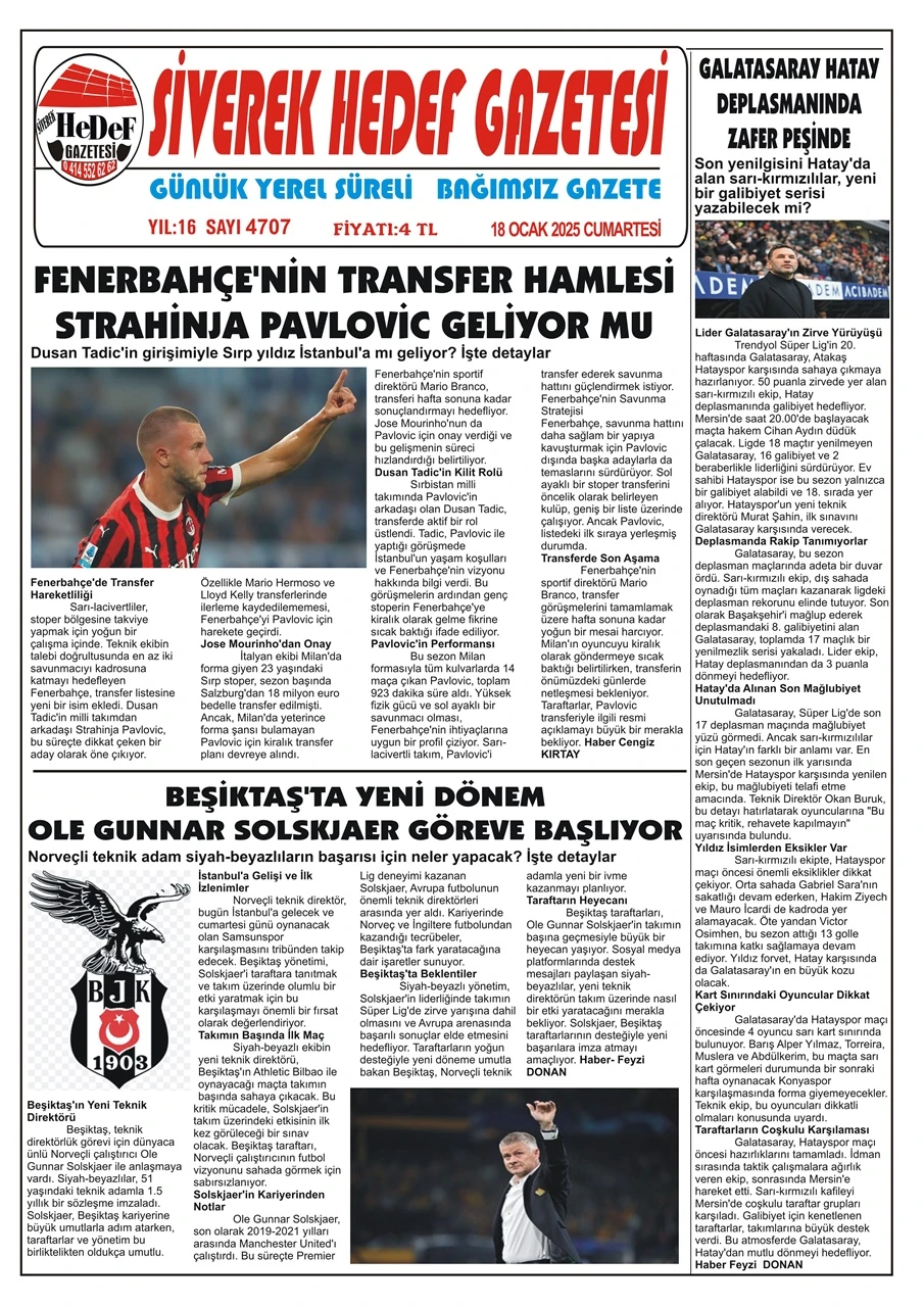 18.01.2025 Tarihli Gazetemiz