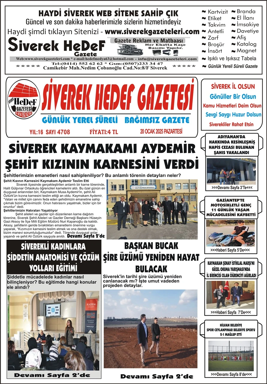 20.001.2025 Tarihli Gazetemiz