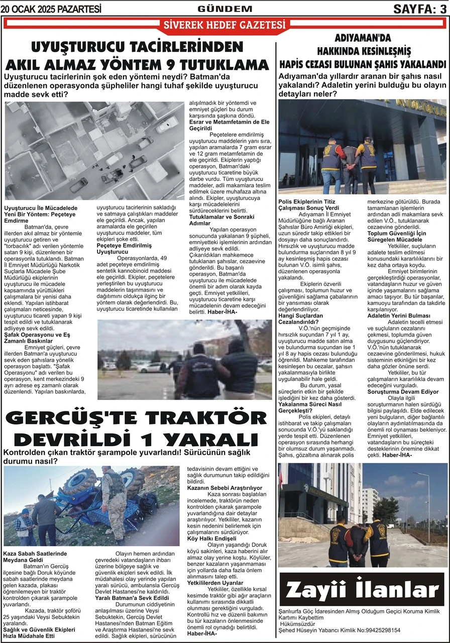 20.001.2025 Tarihli Gazetemiz