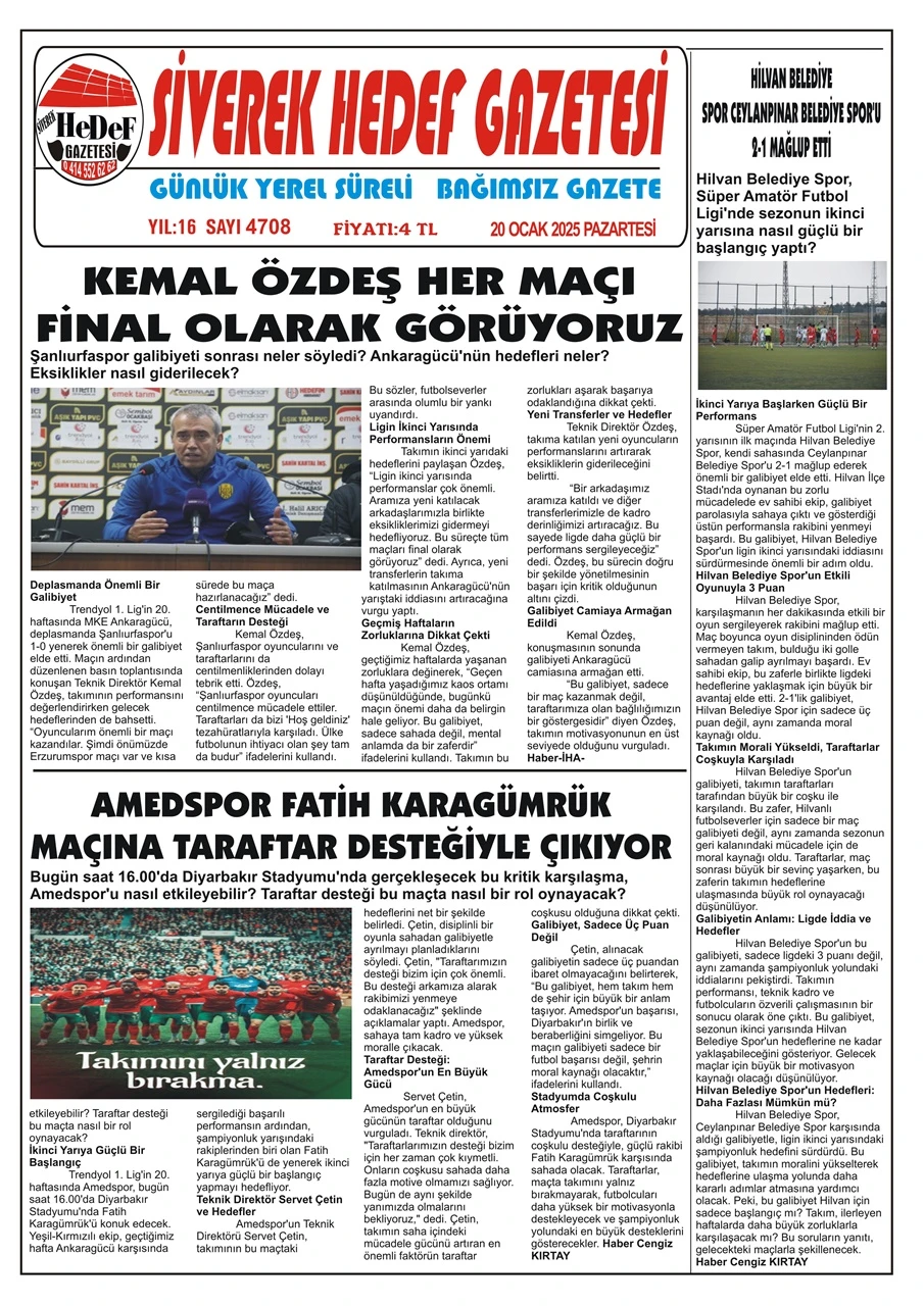 20.001.2025 Tarihli Gazetemiz