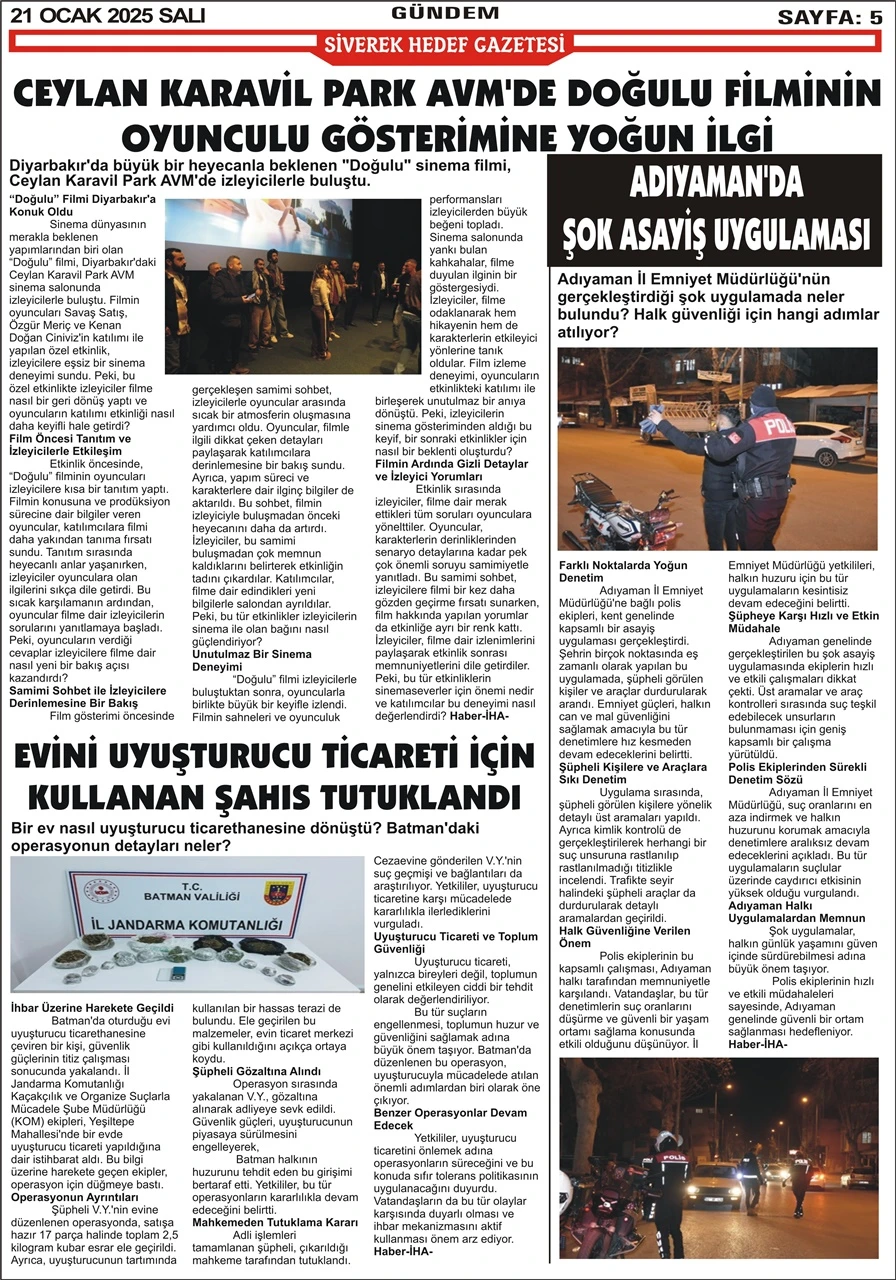 21.01.2025 Tarihli Gazetemiz