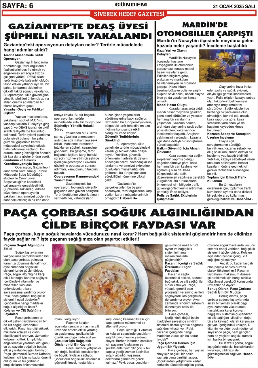 21.01.2025 Tarihli Gazetemiz