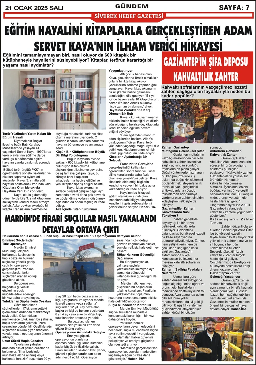 21.01.2025 Tarihli Gazetemiz