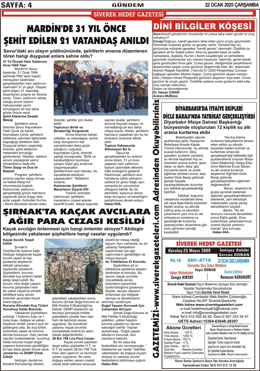 22.01.2025 Tarihli Gazetemiz