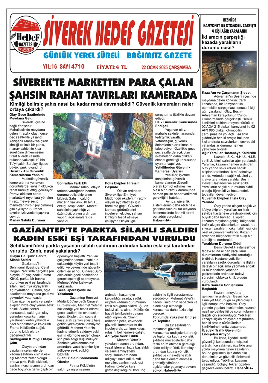 22.01.2025 Tarihli Gazetemiz