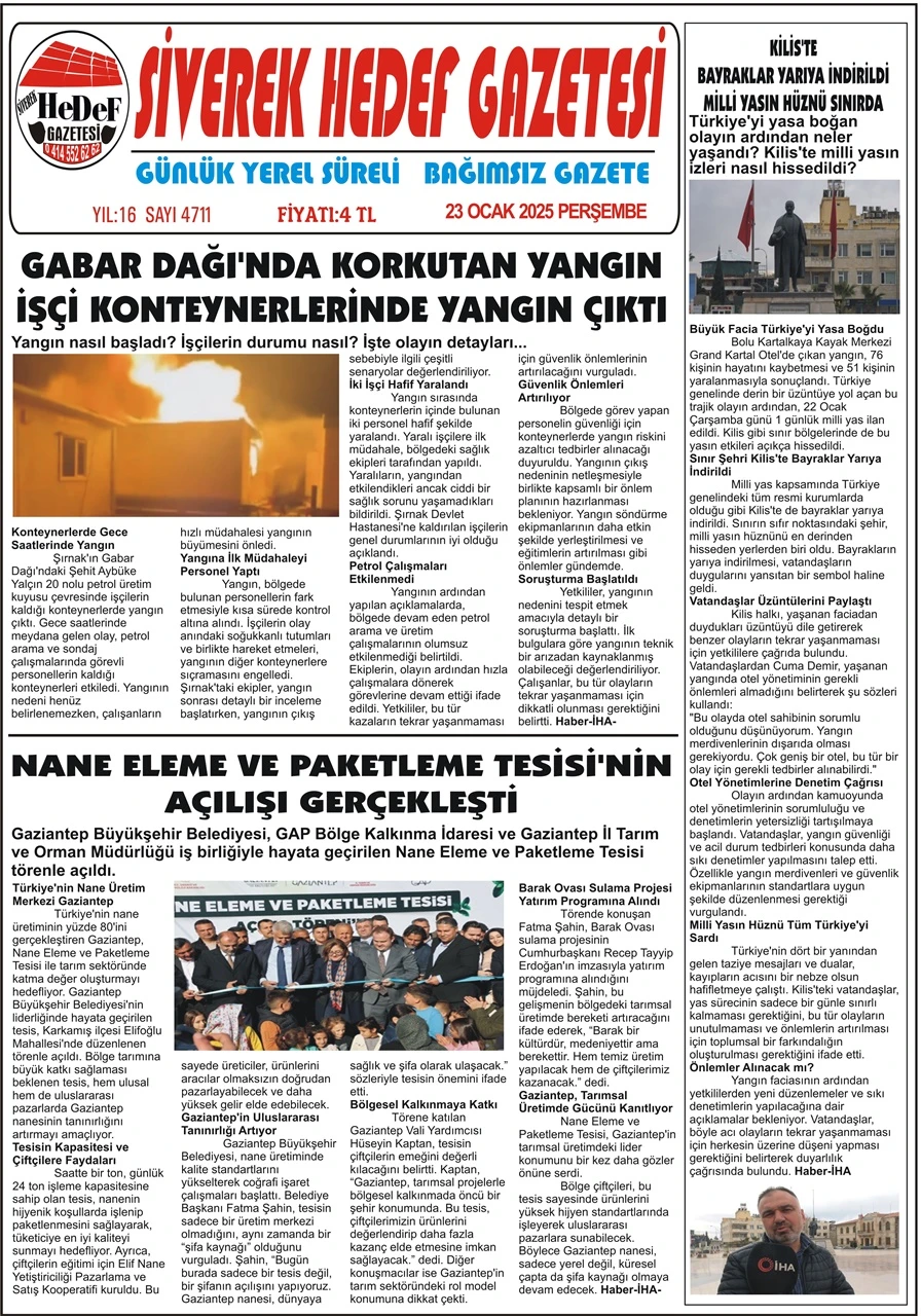 23.001.2025 Tarihli Gazetemiz