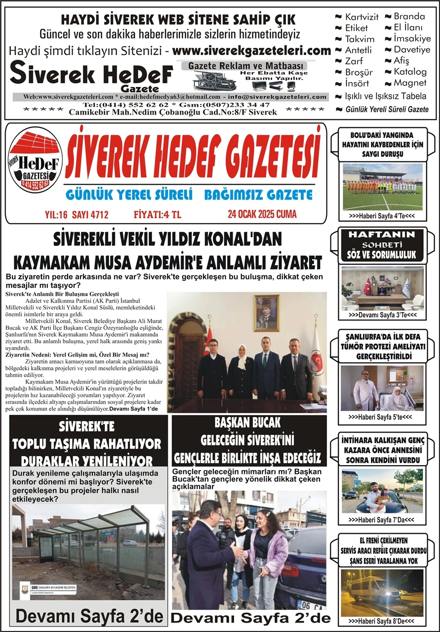 24.01.2025 Tarihli Gazetemiz