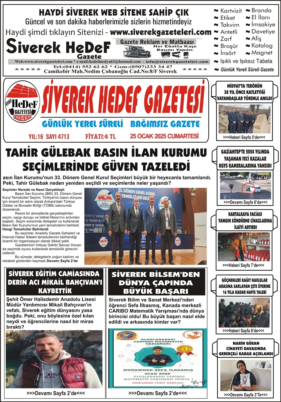 25.01.2025 Tarihli Gazetemiz 