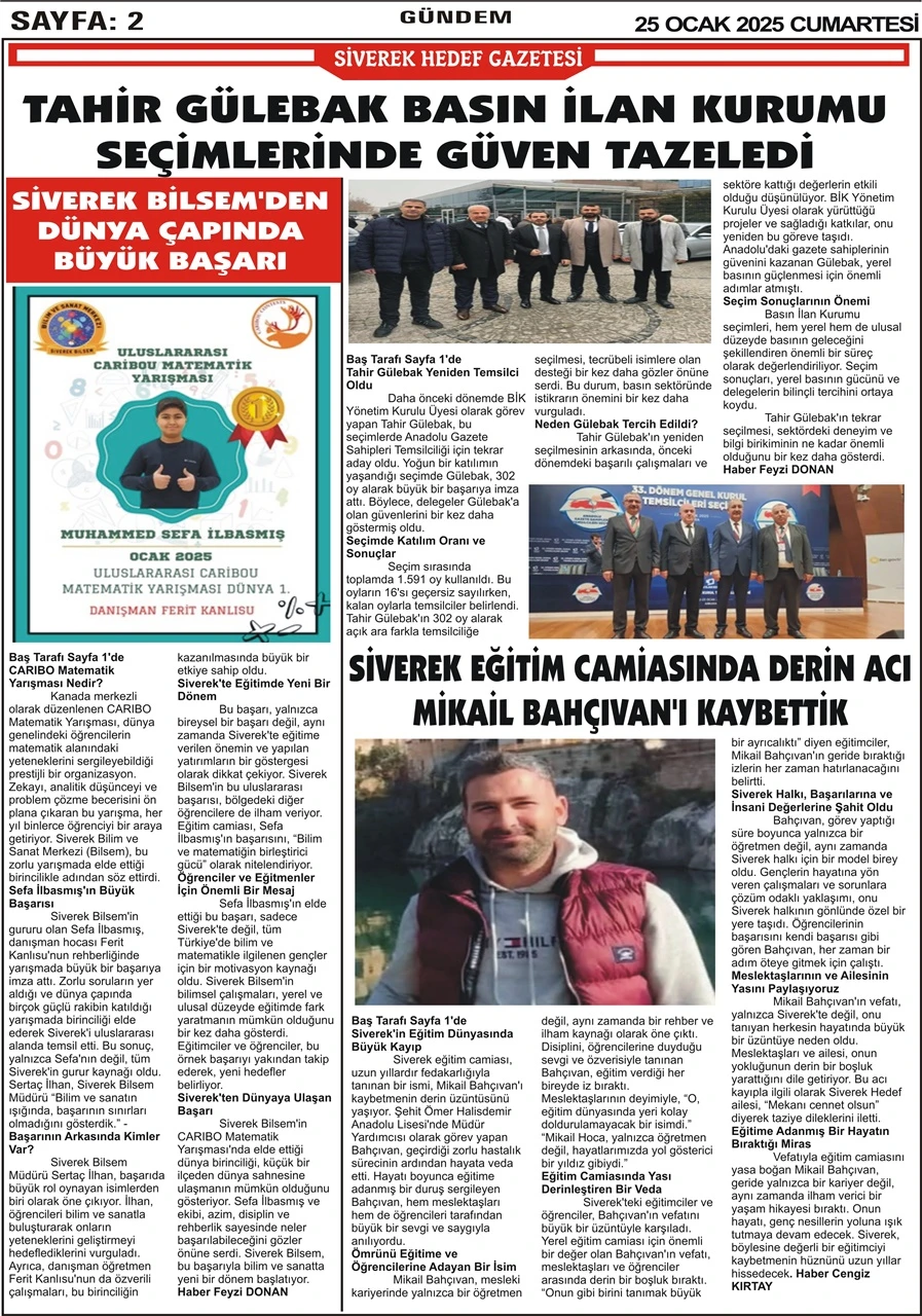 25.01.2025 Tarihli Gazetemiz 