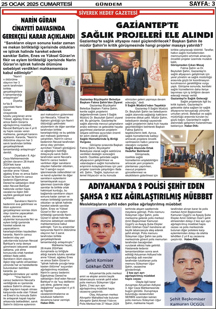 25.01.2025 Tarihli Gazetemiz 