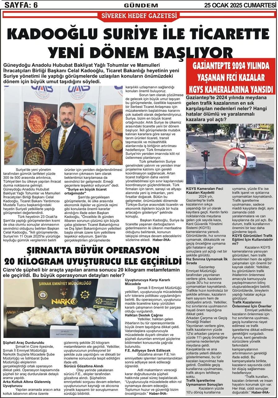 25.01.2025 Tarihli Gazetemiz 