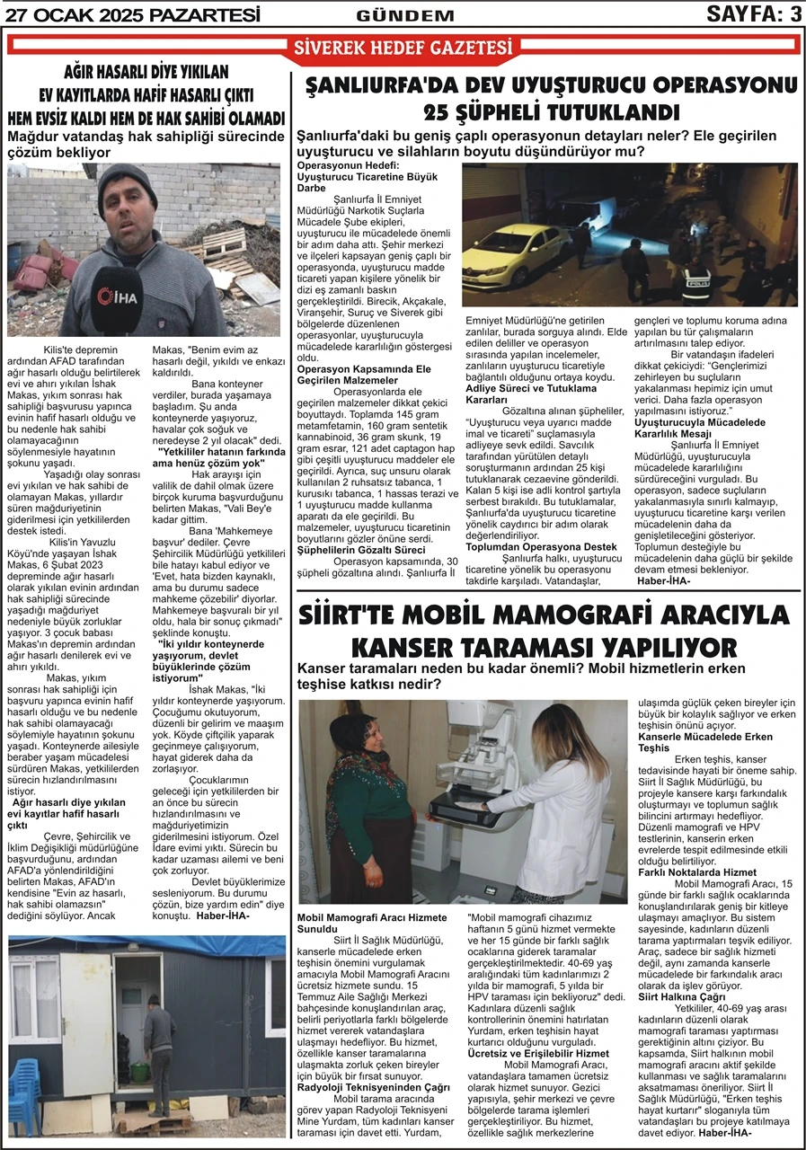 27.01.2025 Tarihli Gazetemiz