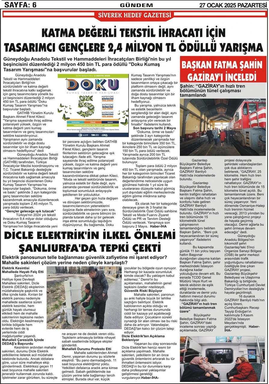 27.01.2025 Tarihli Gazetemiz