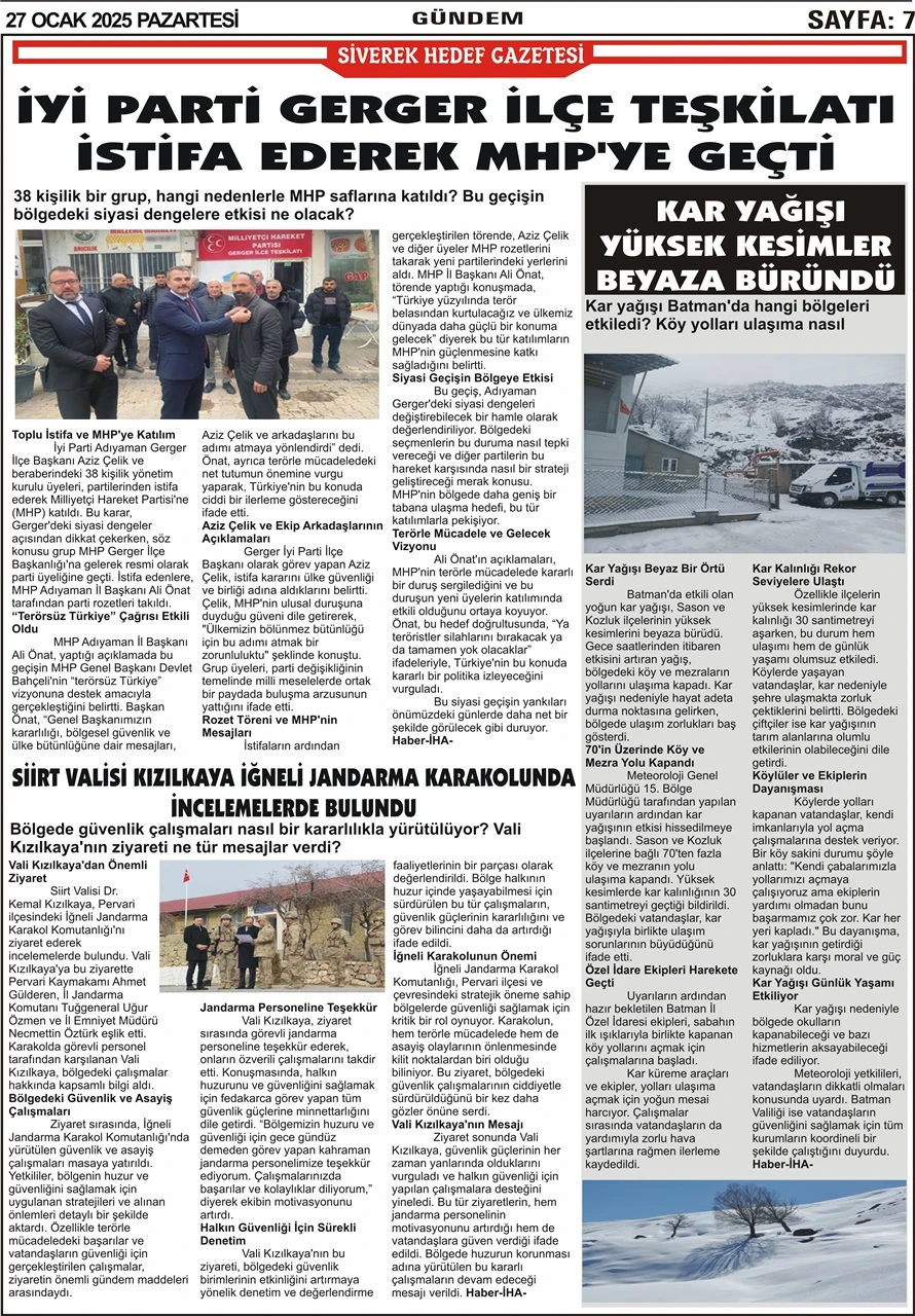 27.01.2025 Tarihli Gazetemiz