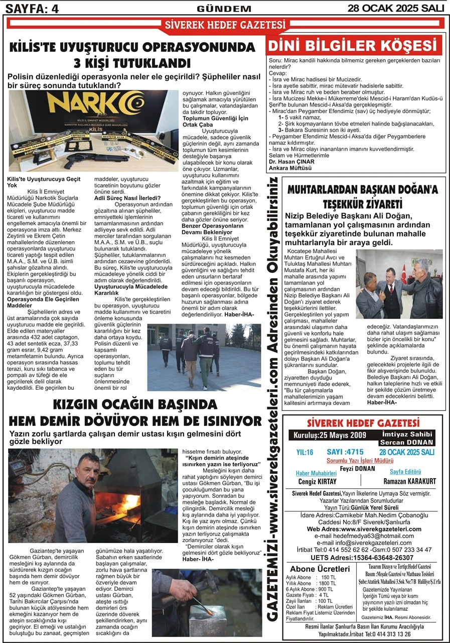 28.01.2025 Tarihli Gazeteöiz