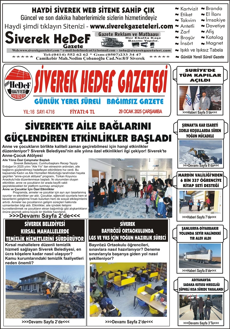 29.01.2025 Tarihli Gazetemiz