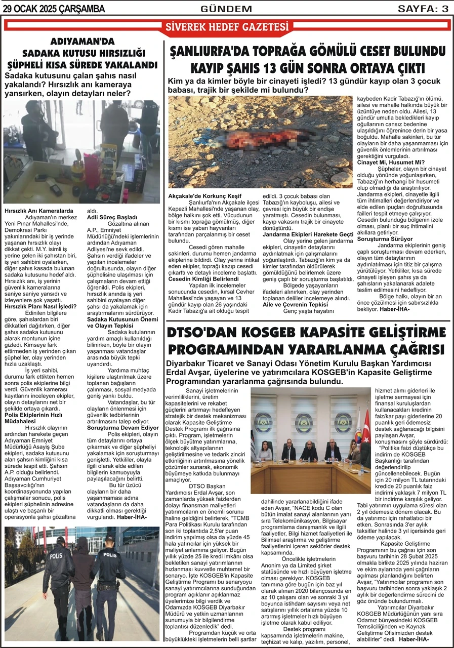 29.01.2025 Tarihli Gazetemiz